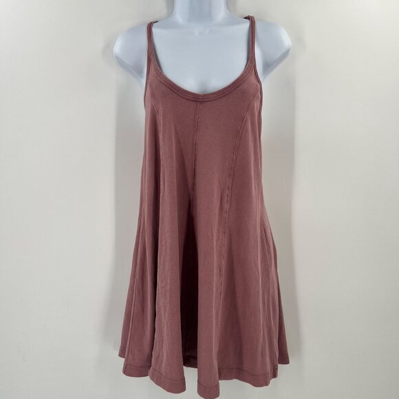 BDG Urban Outfitters S/P Ribbed Mini Dress | Racerback A-Line Knit Pink Mauve - Picture 1 of 11